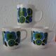 6 MUGS vintage flowers LOTUS 562112 Arcopal FRANCE orange blue