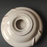 Round beige ashtray in crackled earthenware from Longwy/signed