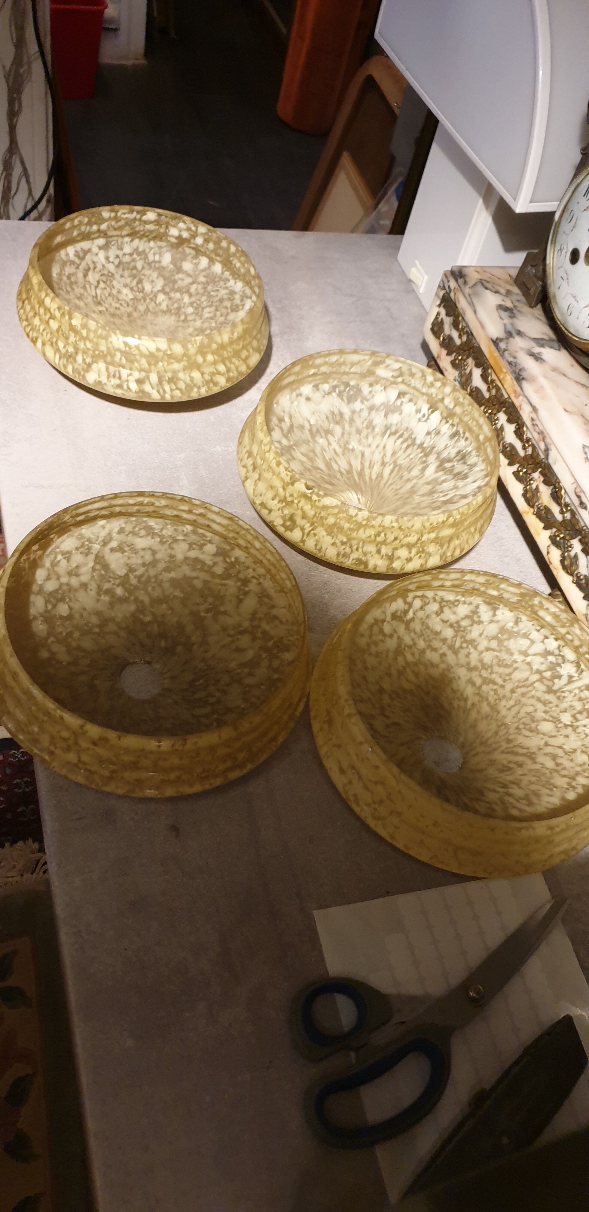 4 Speckled glasses for vintage bauhaus suspension
