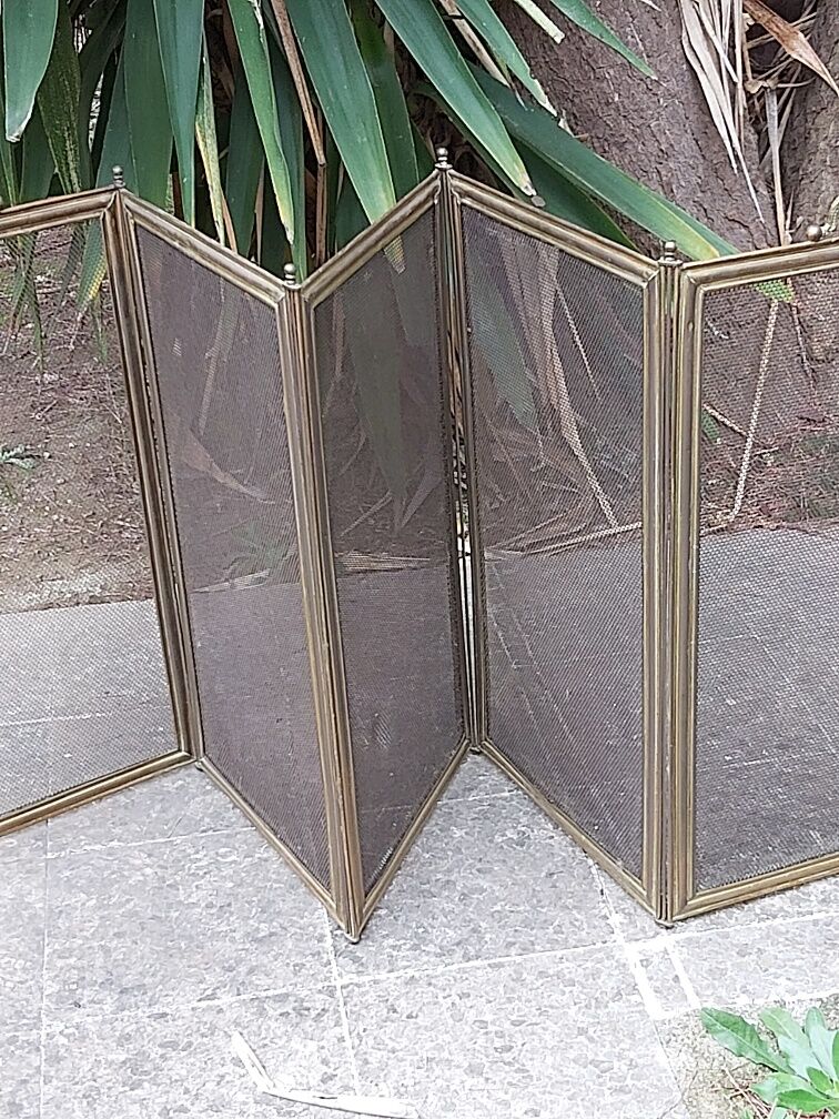 Ancient bronze and brass signed fire pare