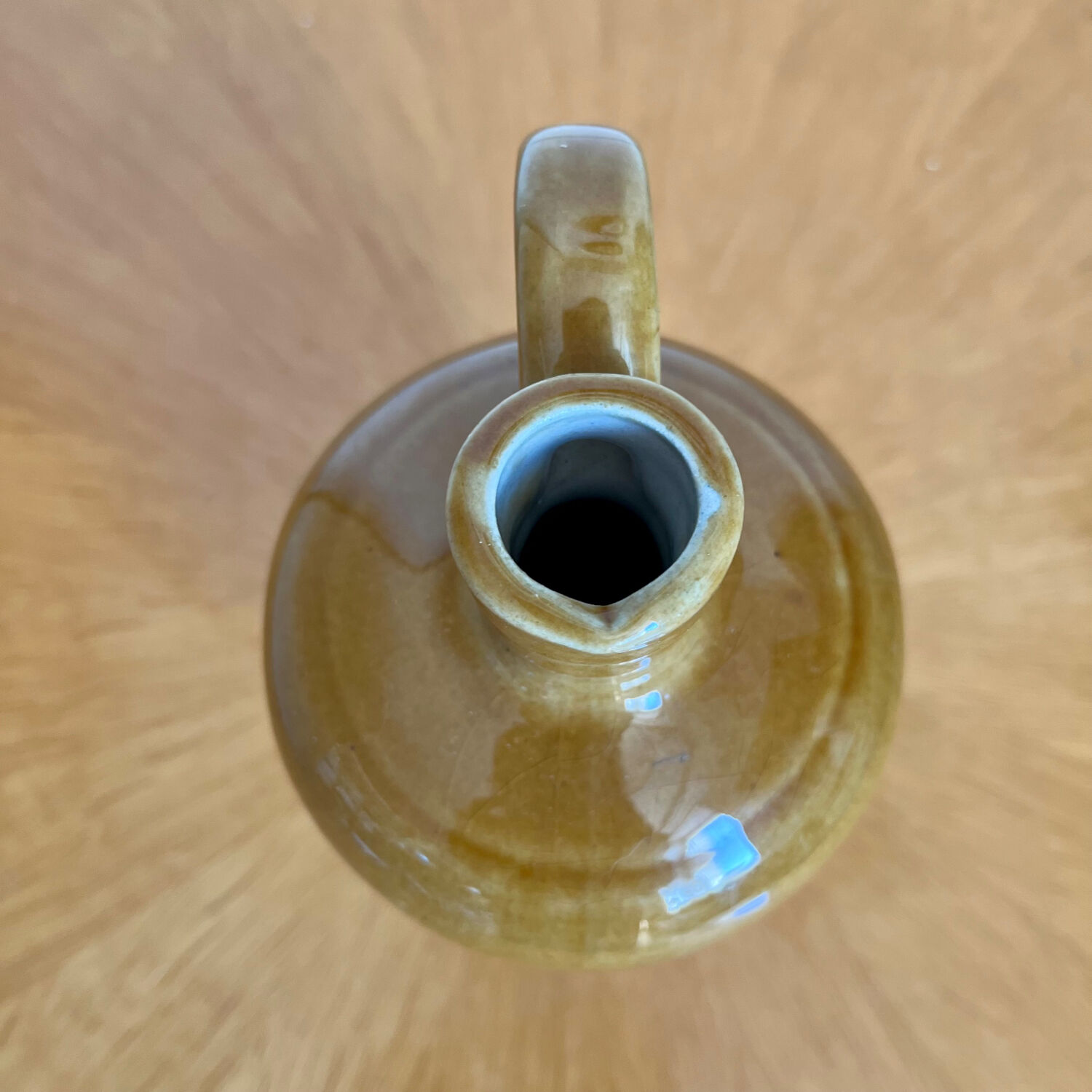 Vintage beige ceramic pitcher jug bottle