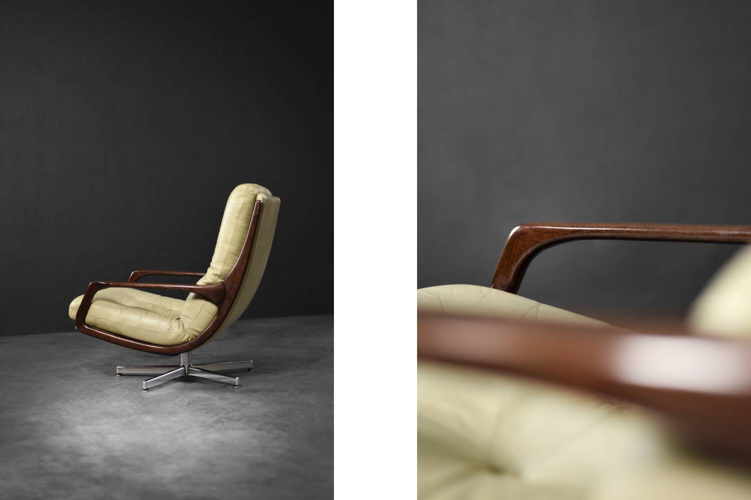 Swivel armchair in leather by Eugen Schmidt, Germany 1960