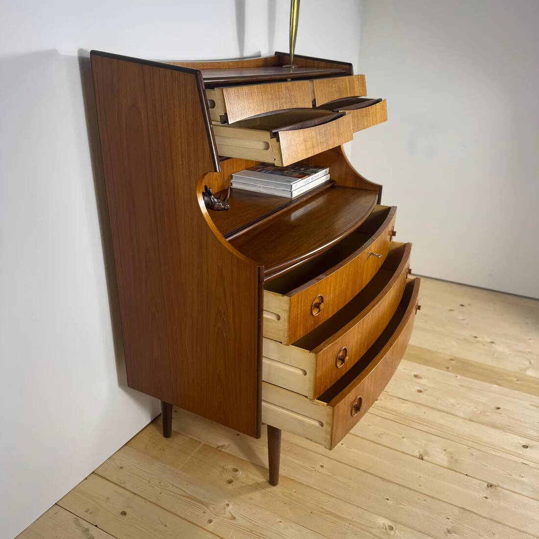 Danish teak cabinet with drawers and pull-out secretary desk – 1960