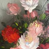 Oil on canvas still life bouquet of flowers