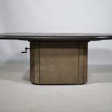 Table basse brutaliste en pierre, cuivre et laiton par Paul Kingma, années 70-80