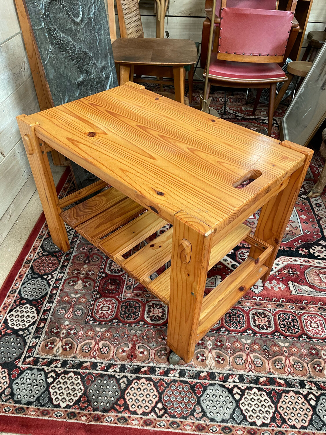 Vintage pine rolling table 70/80