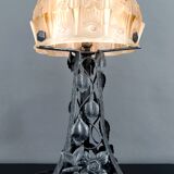 Important Art Deco Wrought Iron Lamp, by Bartelemie, France, Circa 1925