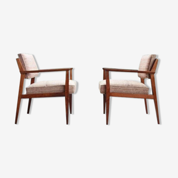 Pair of Giacomo Buzzitta walnut armchairs by Stow Davis
