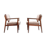 Pair of Giacomo Buzzitta walnut armchairs by Stow Davis