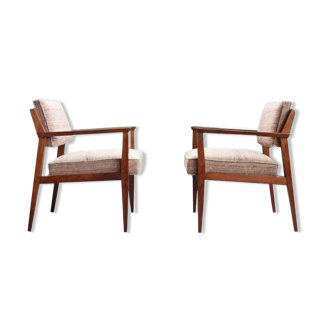 Pair of Giacomo Buzzitta walnut armchairs by Stow Davis