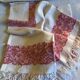 Red and white square sheet 140x140 and 6 towels