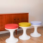 Tabouret tulipe en Plastique et Laine, Vert Matcha, Design Space Age, 1970