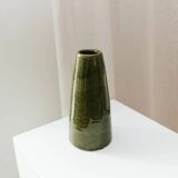 Olive Green Ceramic Vase by VEB Coswig Keramik – East German Mid-Century 70s