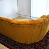 Yellow corduroy corner modular sofa, 1970s, set of 6