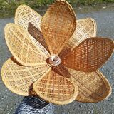 Suspension lampshade rattan straw flower