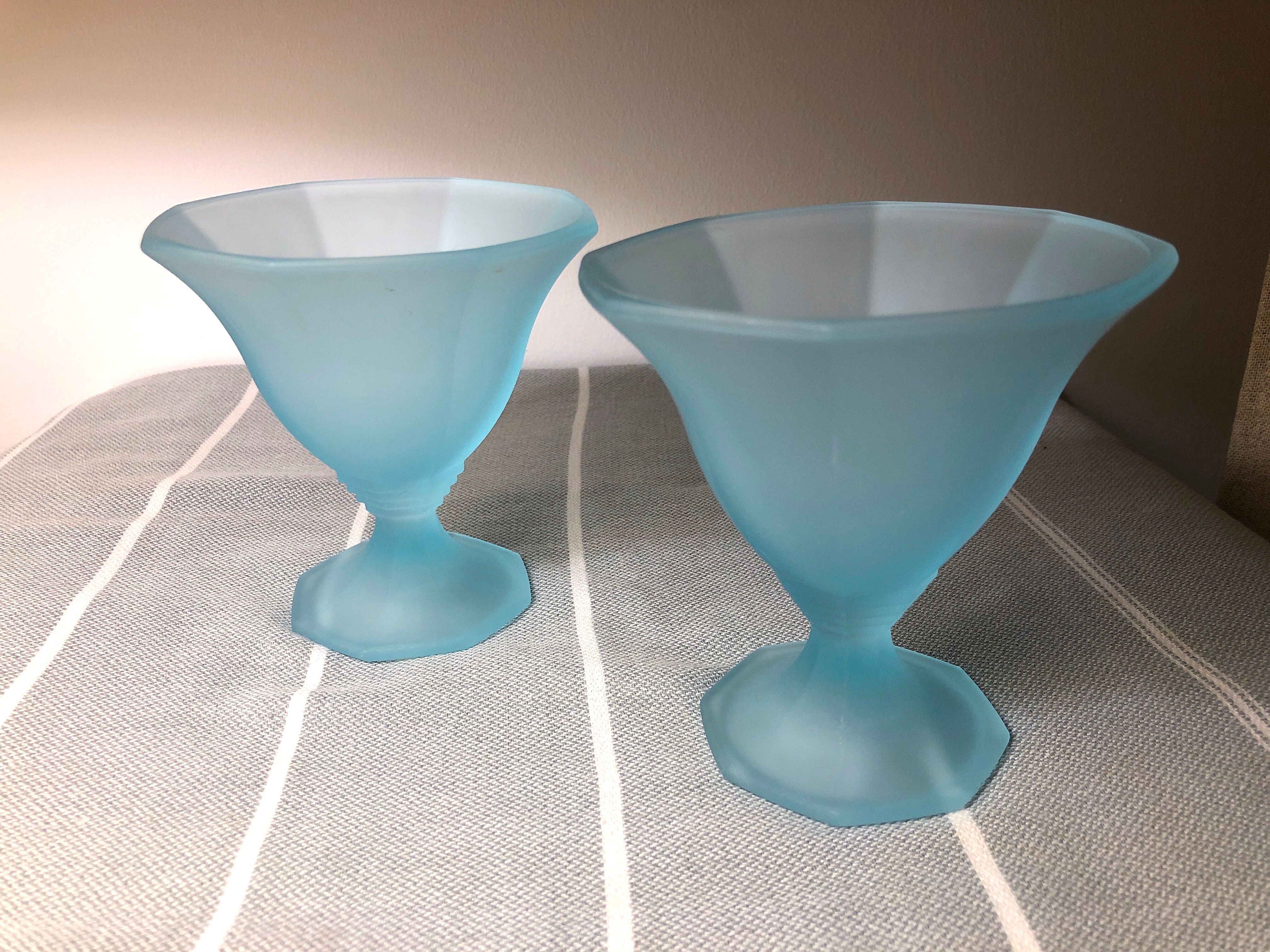 Vintage frosted blue ice cups