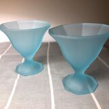 Vintage frosted blue ice cups