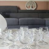 Lot of 6 x Cognac/Brandy glasses. Cut Bohemian crystal. Boho chic.