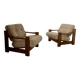 Lot 2 fauteuils en orme massif design maison regain des années 70 vintage