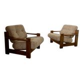 Lot 2 fauteuils en orme massif design maison regain des années 70 vintage