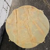 French Vintage Onyx Marble Bronze Coffee Table Style Louis XV 60s