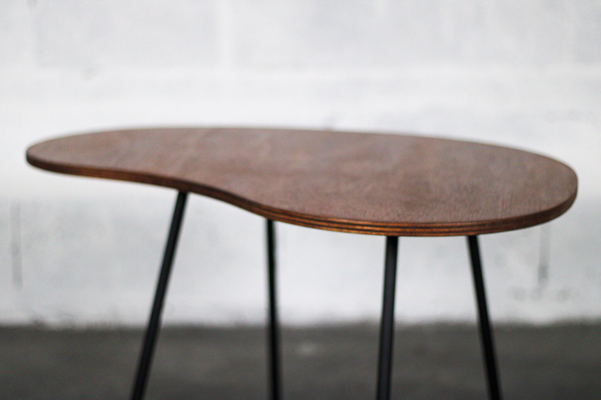 Coffee table beans wood and vintage metal