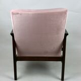 Fauteuil en velours rose années 1970