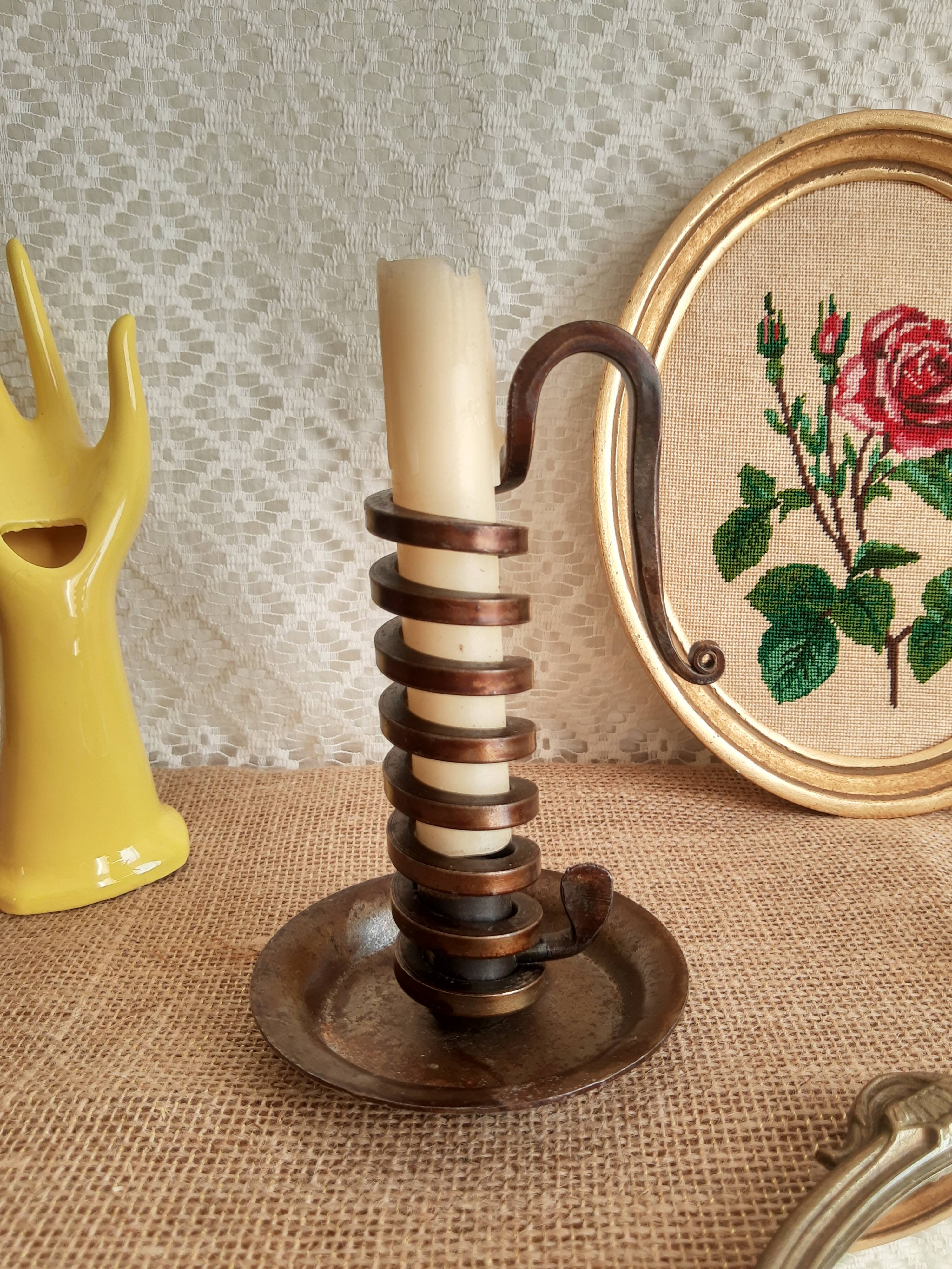Spiral cellar rat candle holder - vintage