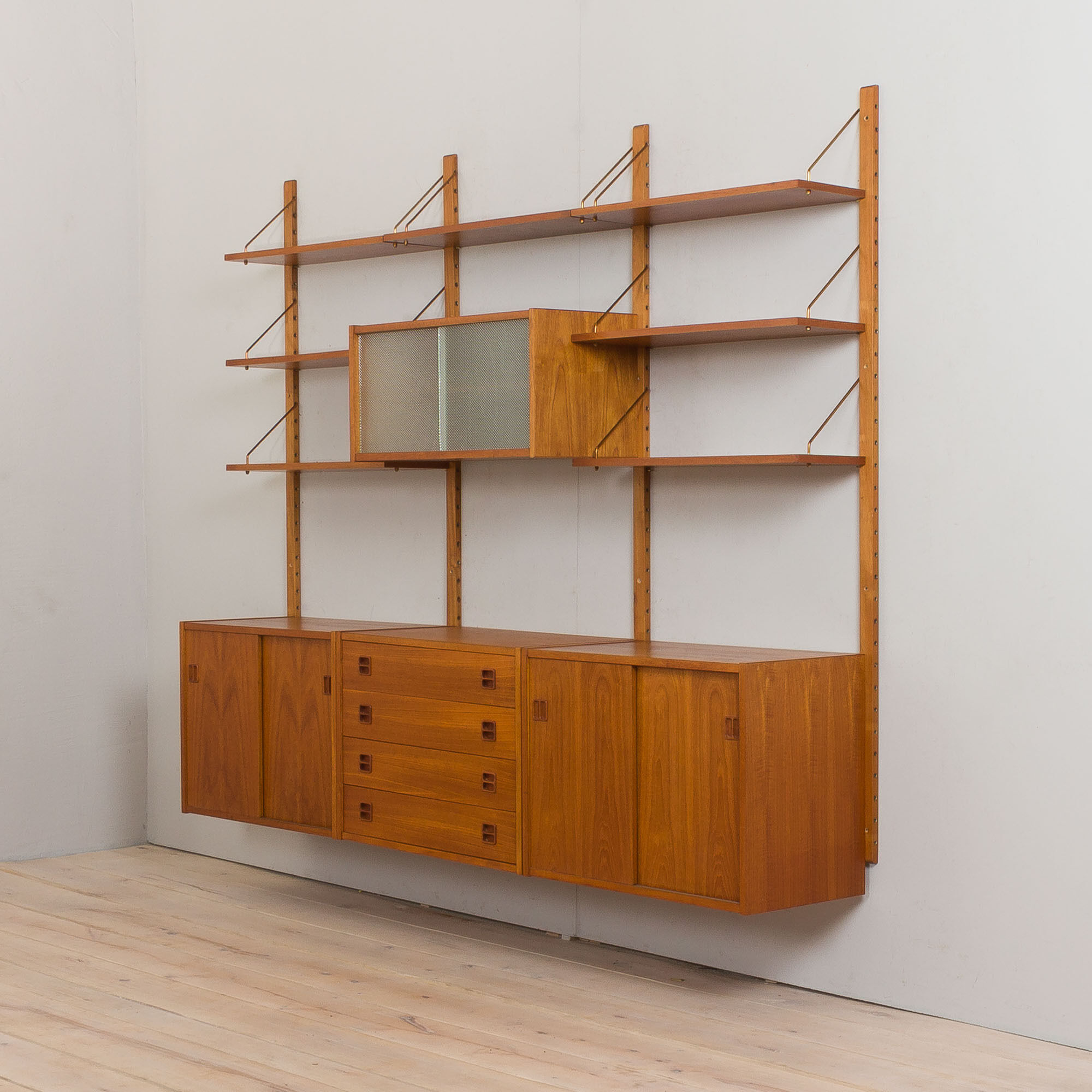 Vintage danish modular teak bookcase 1970s