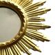golden wooden sun mirror - 48 cm