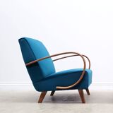 1930 Jindrich Halabala Bentwood Armchair in Teal Velvet