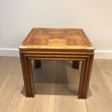 Paire de bouts de canapé en bois et laiton
