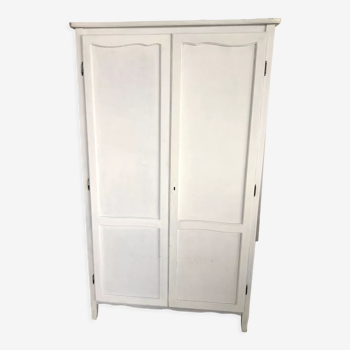 Armoire en bois blanche penderie et etageres