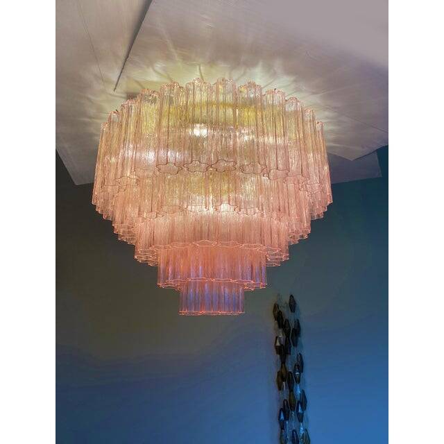 Pink “Tronchi” Murano Glass Flush Mount