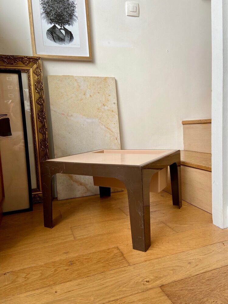 Beige and brown coffee table