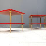 Pair of lacquered goatskin side tables by Aldo Tura, 1960s
