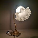 Art nouveau style brass swan neck tulip table lamp