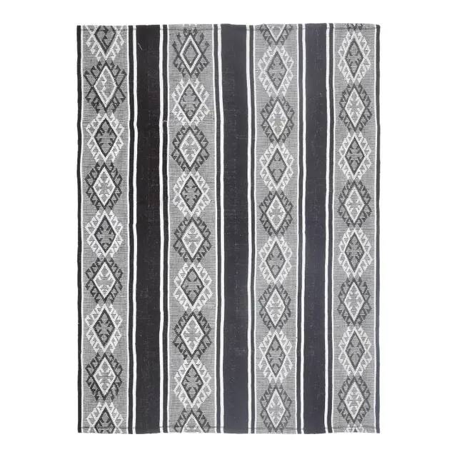 1970s Vintage Turkish Handmade Wool Cotton Gray Kilim Rug 147x197