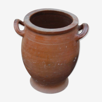 Ancien pot en grès brun, sel