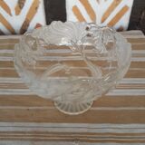 Flat crystal sandblast-cut compotier