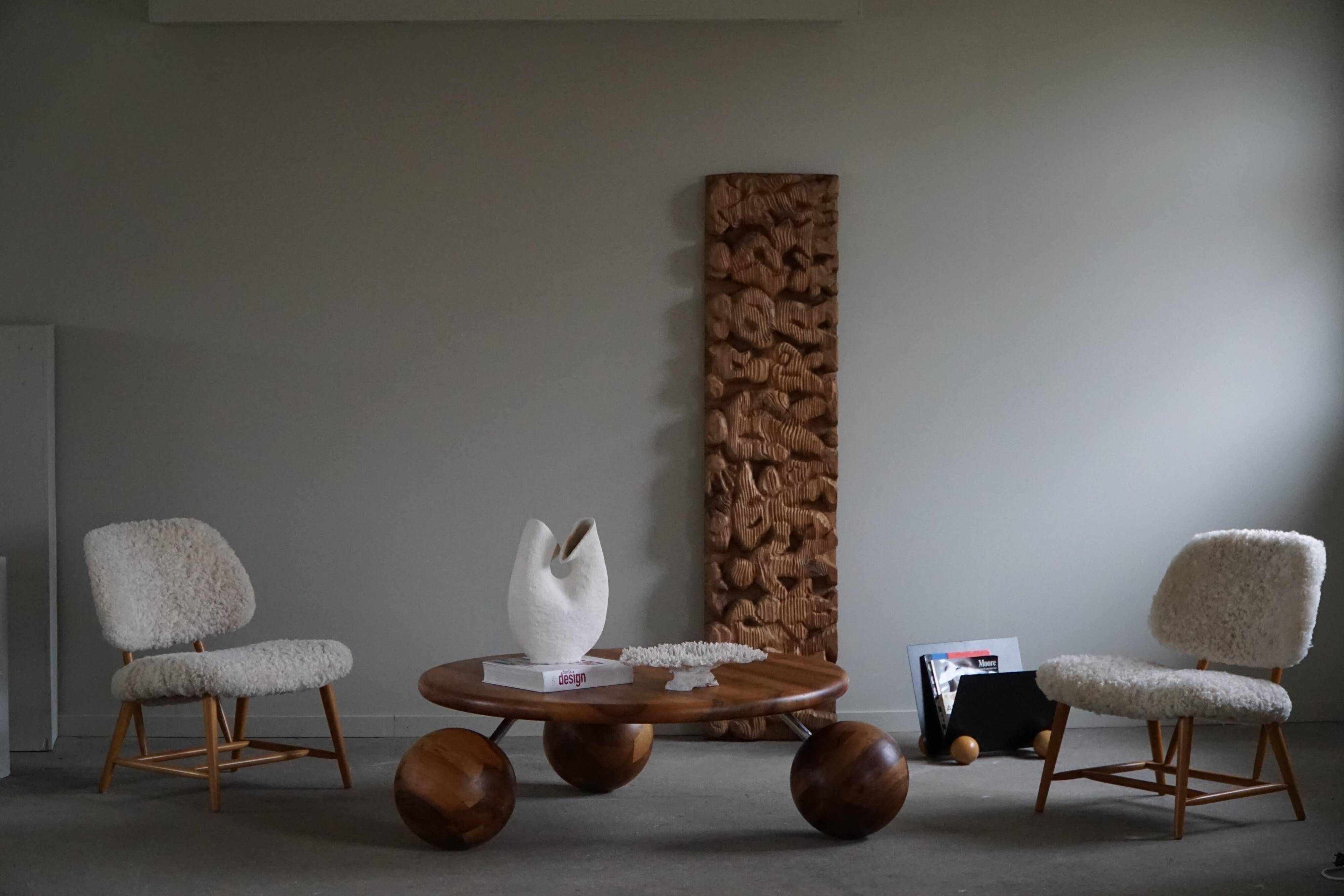 Hand-carved wooden decorative sculpture, mid-century, Danish cabinetmaker, 1970s.