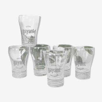 Set de 6 verres à limonade brasserie de Gayant Nord de la France, vintage