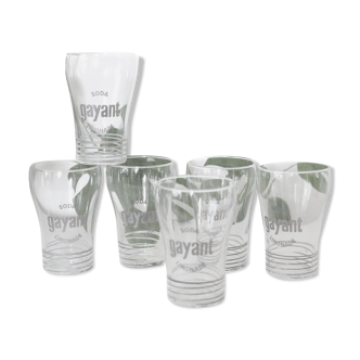 Set of 6 Lemonade Glasses, Gayant Brewery, North of France, vintage