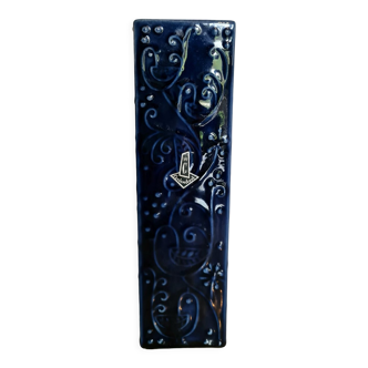 Vase vintage rectangulaire bleu avec oiseaux Cortendorf