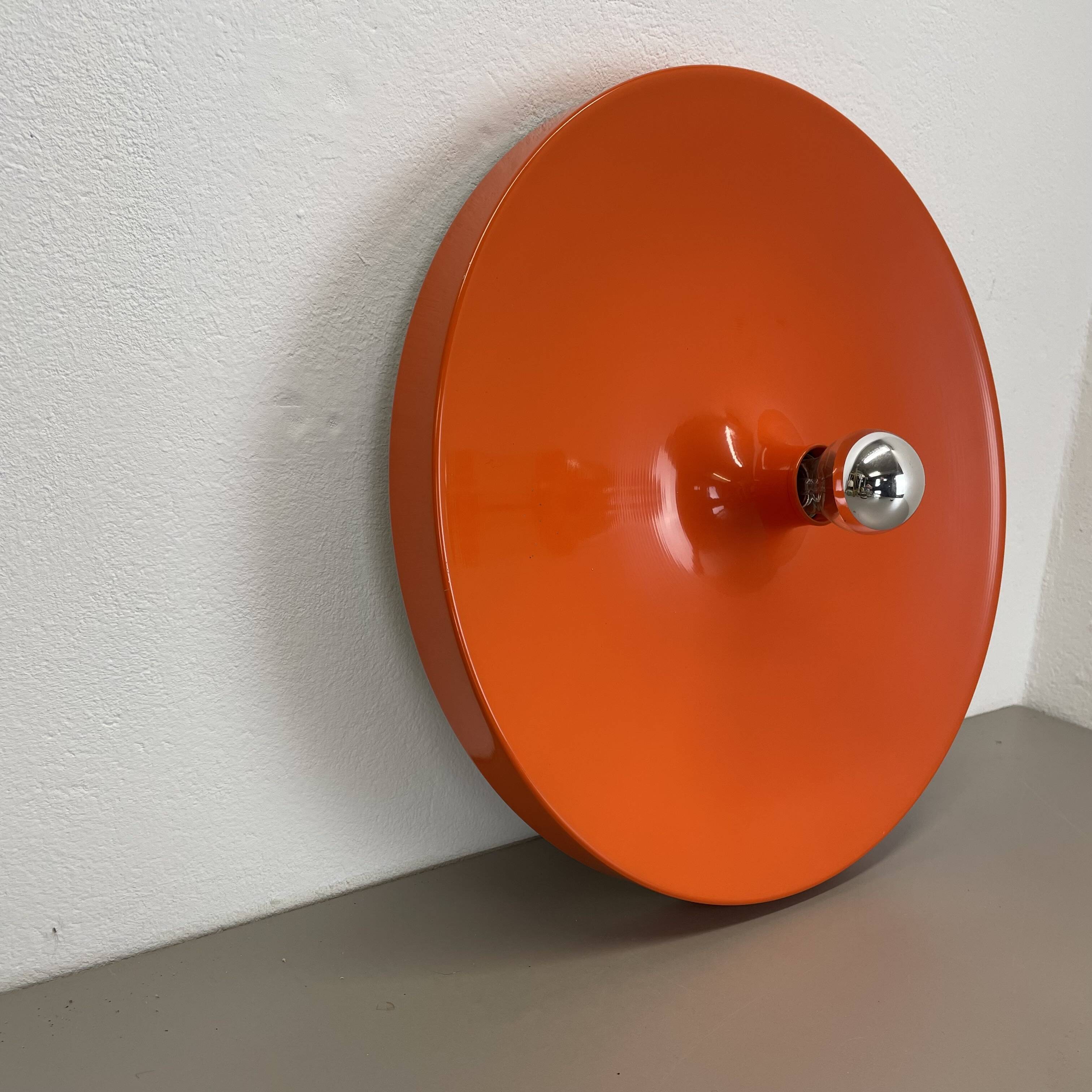 Rare Orange 50cm Charlotte Perriand Disc Wall Light by Staff, Germany 1970