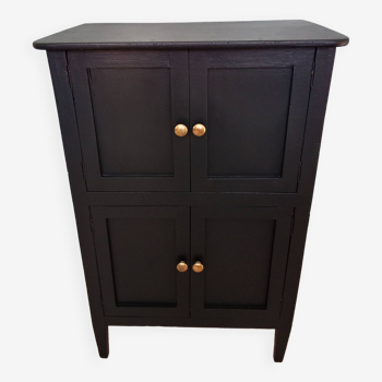 Small black Parisian sideboard vintage storage unit chest of drawers original Scandinavian industrial wood