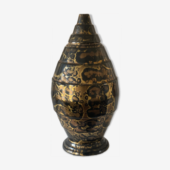 Gold and platinum glazed ceramic vase by Lucien Brisdoux