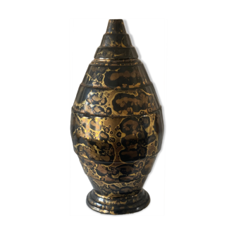Gold and platinum glazed ceramic vase by Lucien Brisdoux