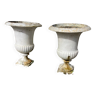 Pair of 19th century cast iron Medici vases