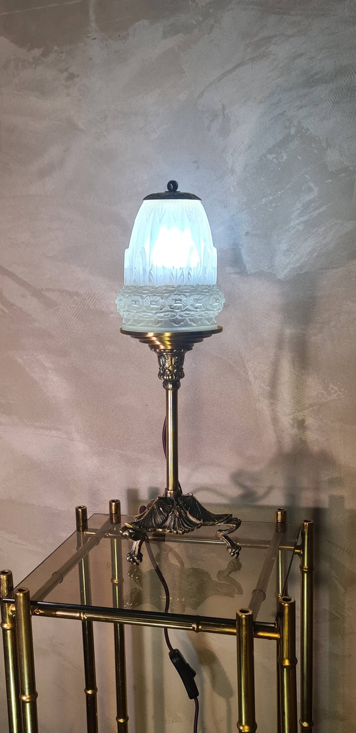 art nouveau lamp signed rolland paris style muller hettier and vincent 38x12